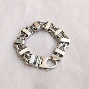 Vintage Sterling Silver Bracelet Chain Link Italy 6" Biker Chunky Thick